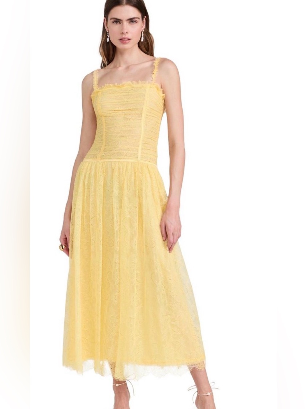 NWT ulla Johnson florelle lace dress in lemonbalm sz 8 $1390